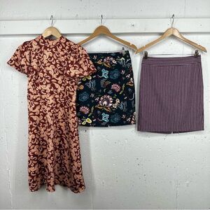 Lot of 3 Ann Taylor & Loft Women's Size 4P Petite 2 Skirts and Rust Dress